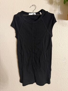 Helmut Lang Black Short Sleeve Tunic Top